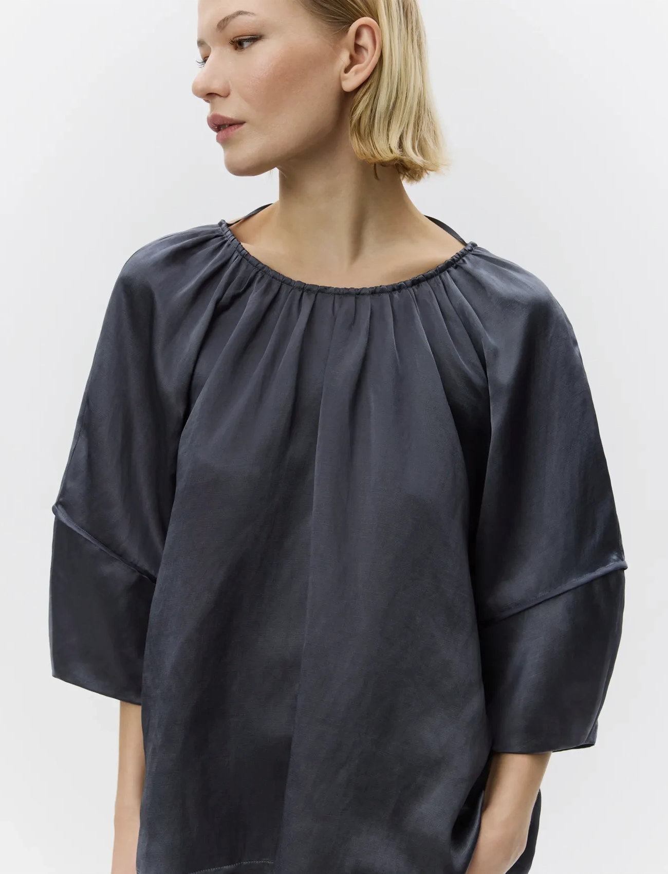 Day Birger et Mikkelsen Skyler - High Shine Blend, 44, Grey, Bluser > Langærmede, Dame