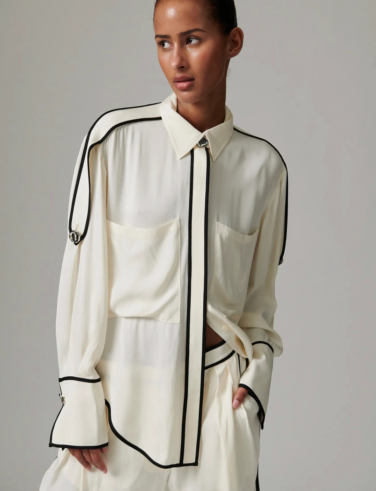 Day Birger et Mikkelsen Stello - Matte Crepe, 36, White, Skjorter > Langærmede, Dame