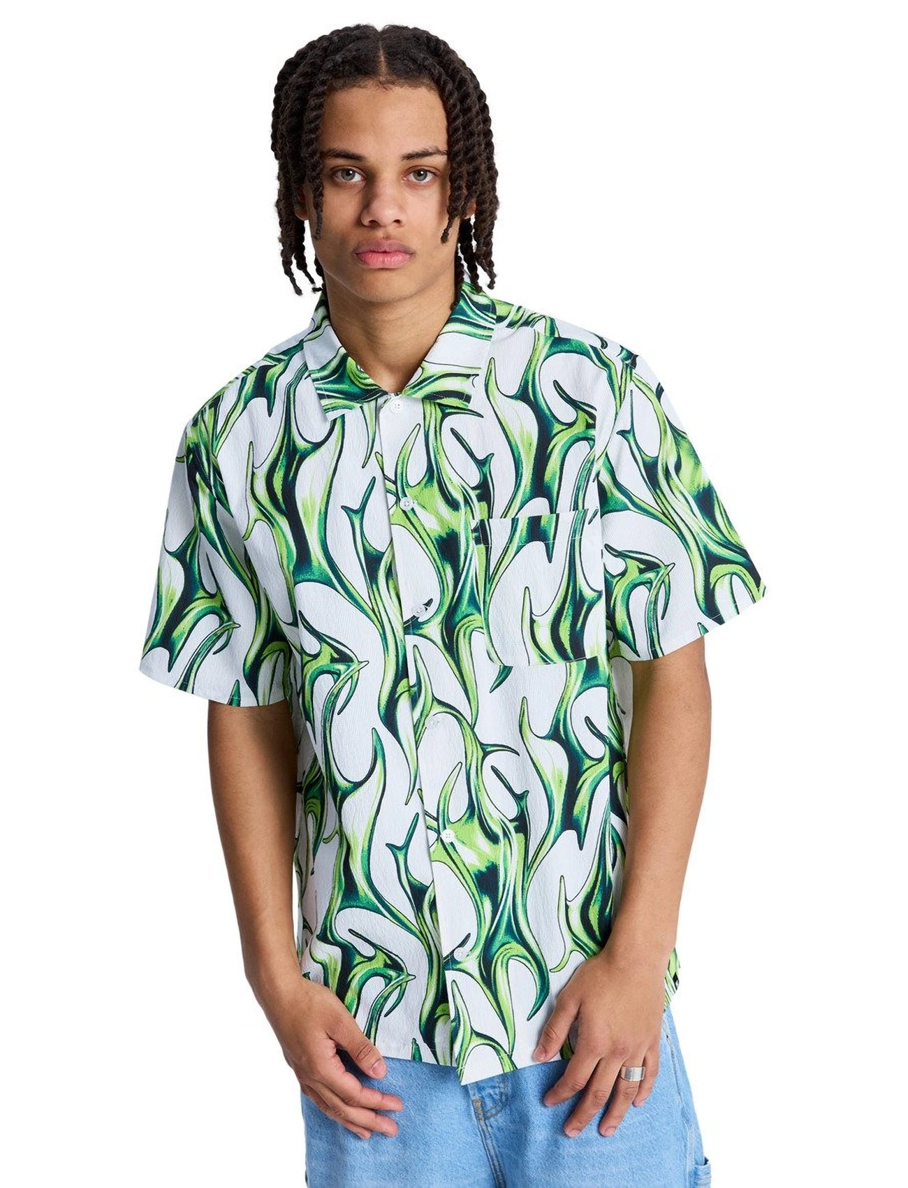 DC Full On Resort, L, Green, Sport Overdele > Sport Shirts, Herre