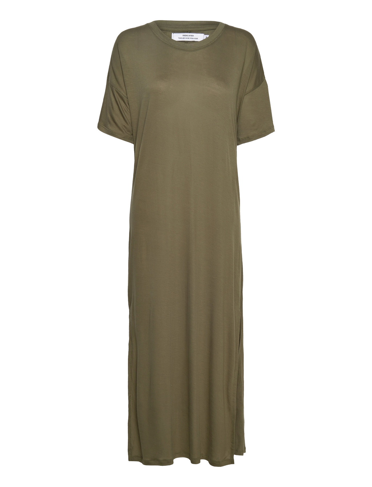 Long T-Shirt Dress Ronneby Leaf Green Khaki DEDICATED