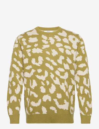 Sweater Mora Leopard - adījumi ar apaļu kakla izgriezumu - green moss