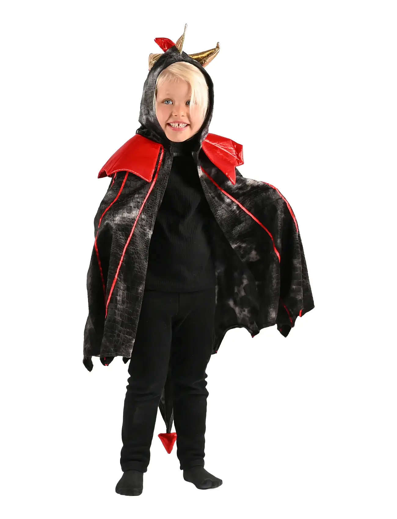 DEN GODA FEN Cape Schwarz Dragon Schwarz - 98/128 - Kinder