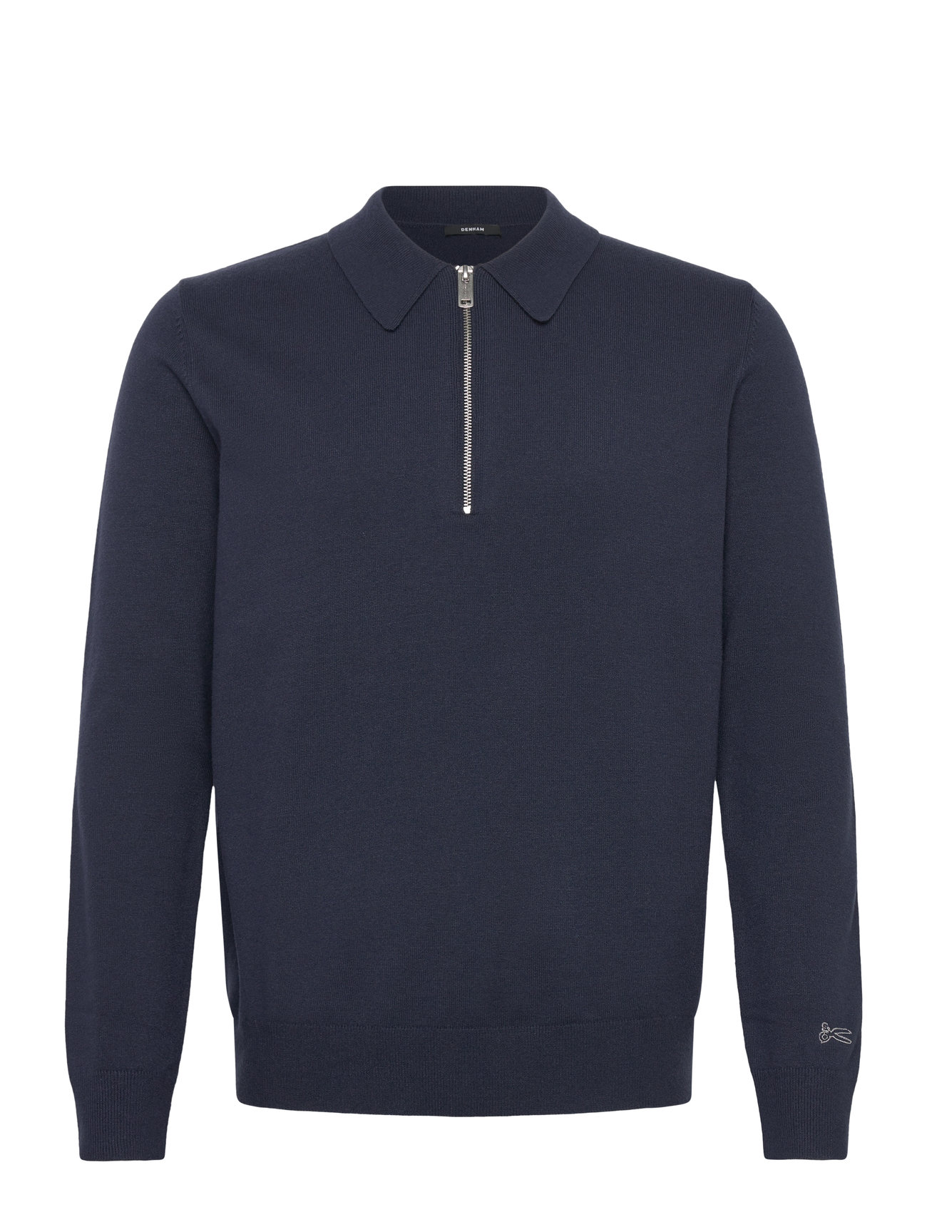 Denham Mens Pullover Lg. Sleeve Polo Neck Marinblå