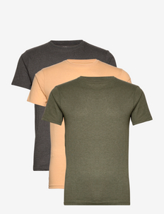 3 PACK T-SHIRTS - t-kreklu multipaka - 1x olive mel / 1x dgm / 1x warm sand mel