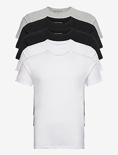 5 PACK T-SHIRTS - multipack t-shirts - black/white/light grey melange