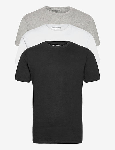3 PACK T-SHIRTS - multipack t-shirts - black/white/light grey melange