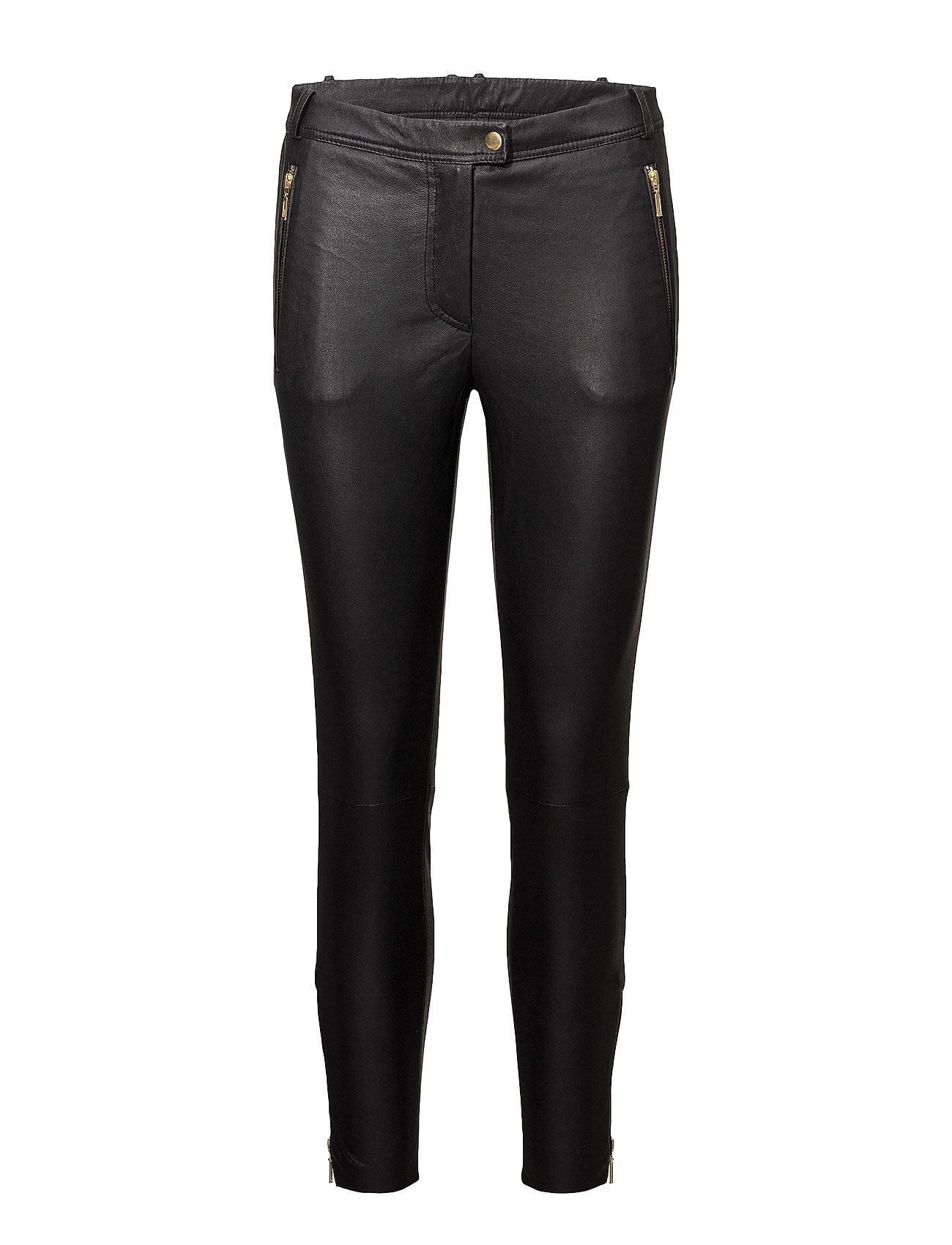 DEPECHE 7/8 Pants W/Zipper Pocket And Zipper At Bottom, 38, Black, Bukser > Leggings-Bukser I Læder, Dame