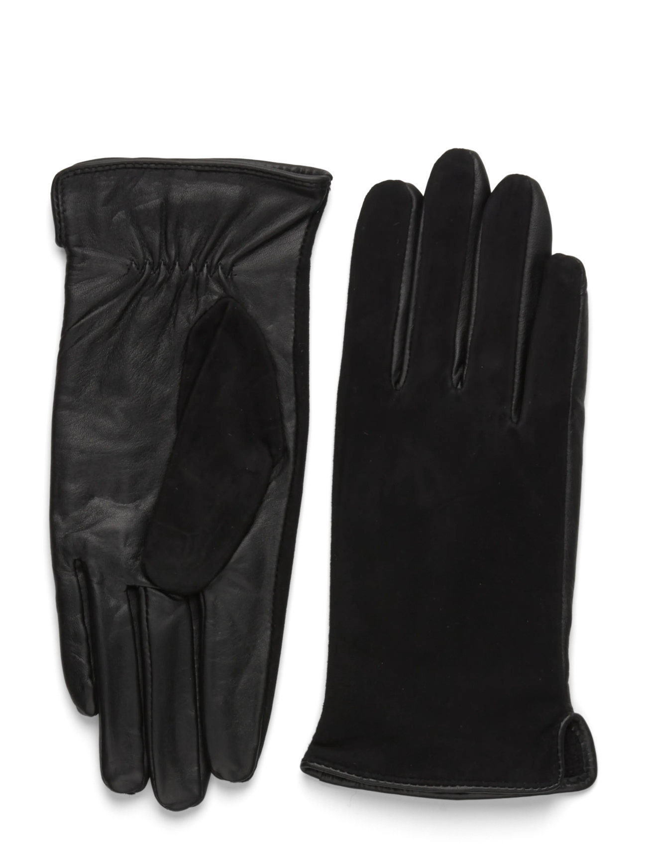 DEPECHE Gloves W. Suede, 7.5, Black, Handsker > Fingerhandsker, Dame