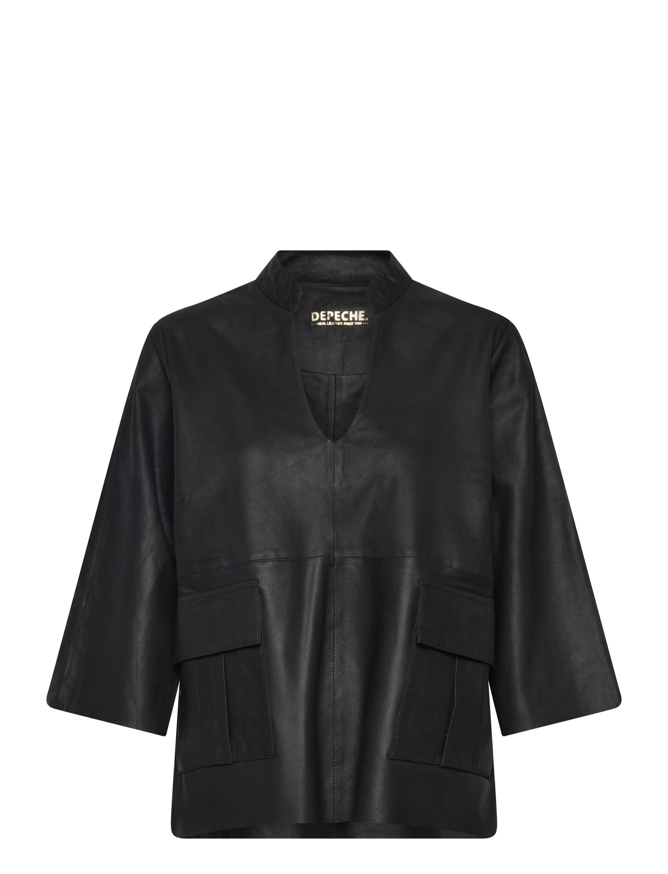 DEPECHE Kyledep Leather Top, 34, Black, T-Shirts & Toppe > Langærmede, Dame