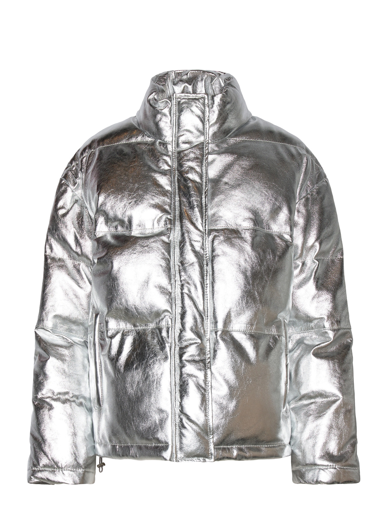 DEPECHE Luludep Quilted Leather Jacket, 38, Silver, Jakker > Læder, Dame