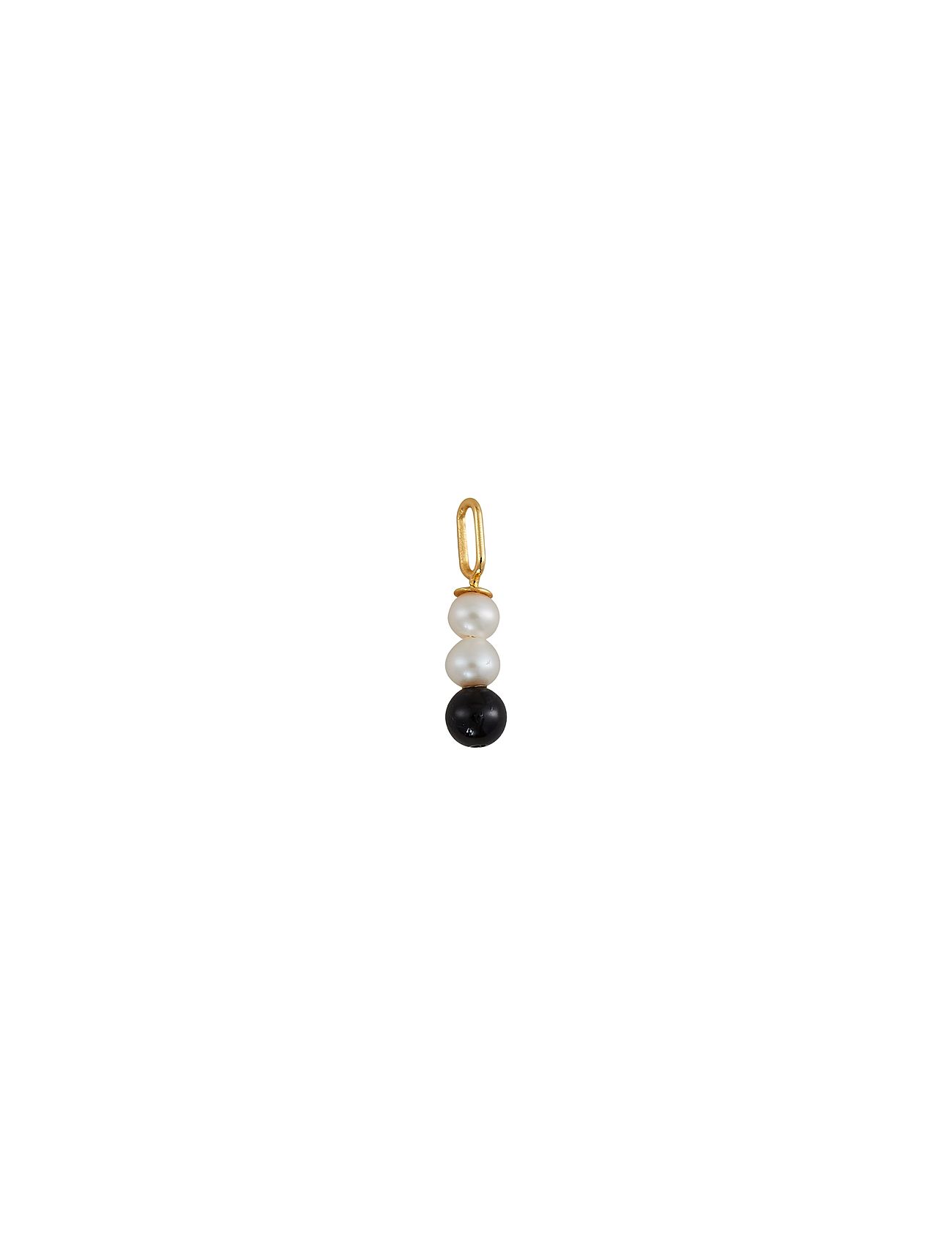 Pearl Stick Charm 4Mm Gold Plated Black Design Letters