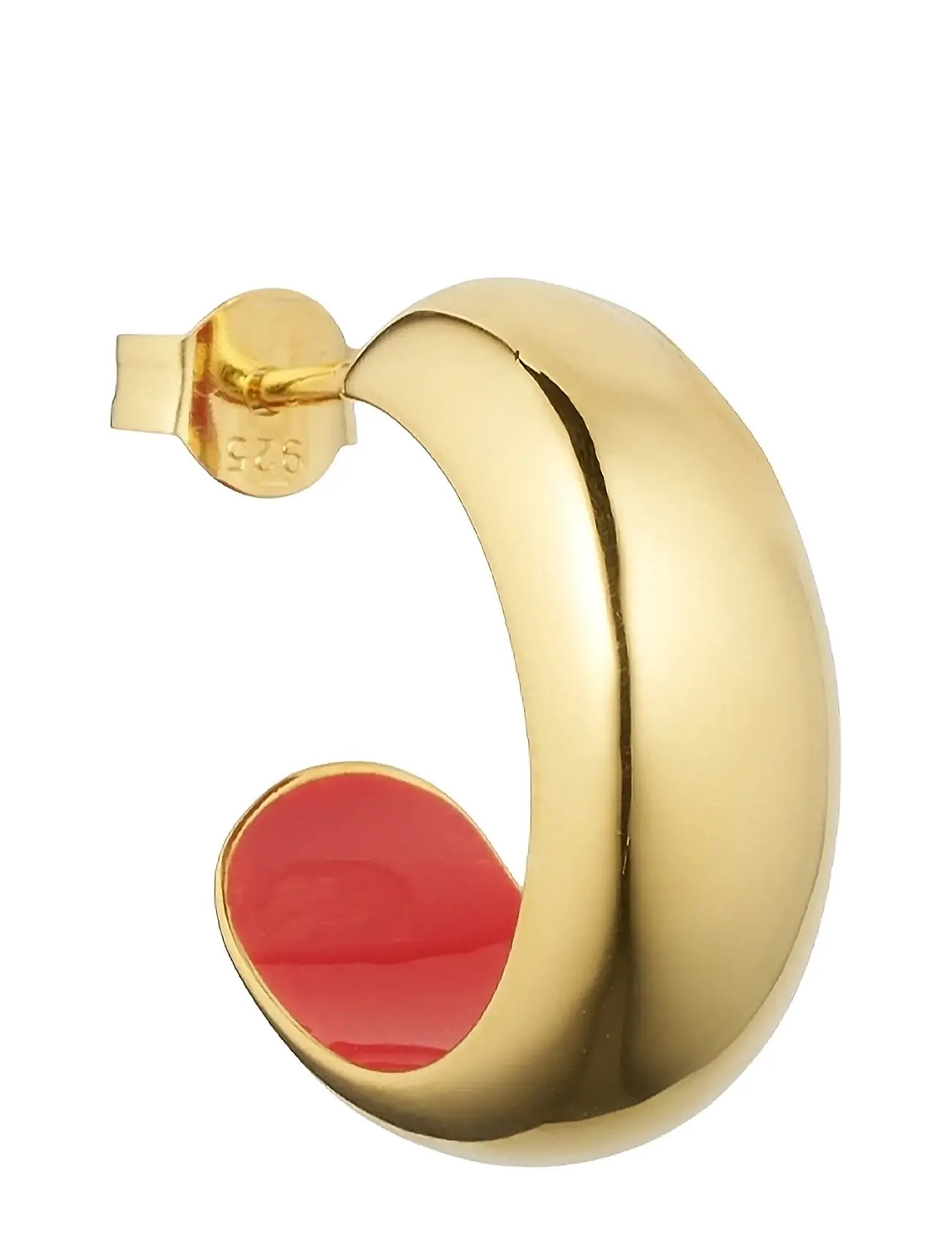 Chunky Rainbow Hoop Enamel 8Mm Gold Plated Coral Design Letters