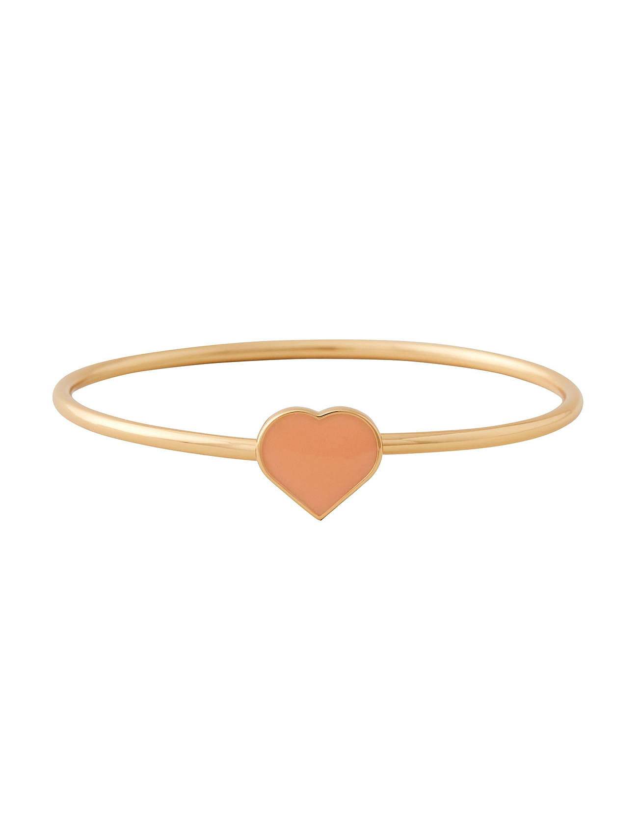 Big Heart Enamel Bangle Gold Pink Design Letters