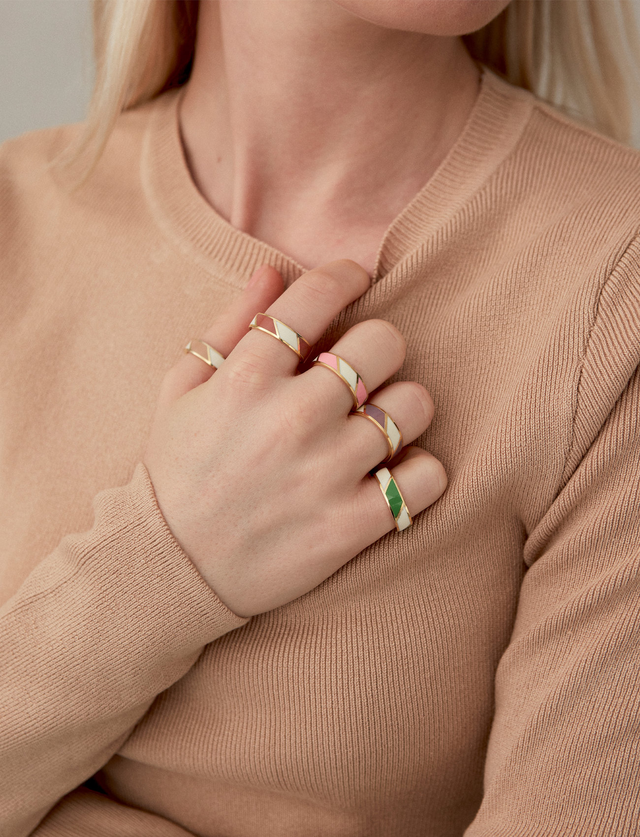 Design Letters Striped Candy Ring, One Size, Beige, Smykker > Ringe, Dame