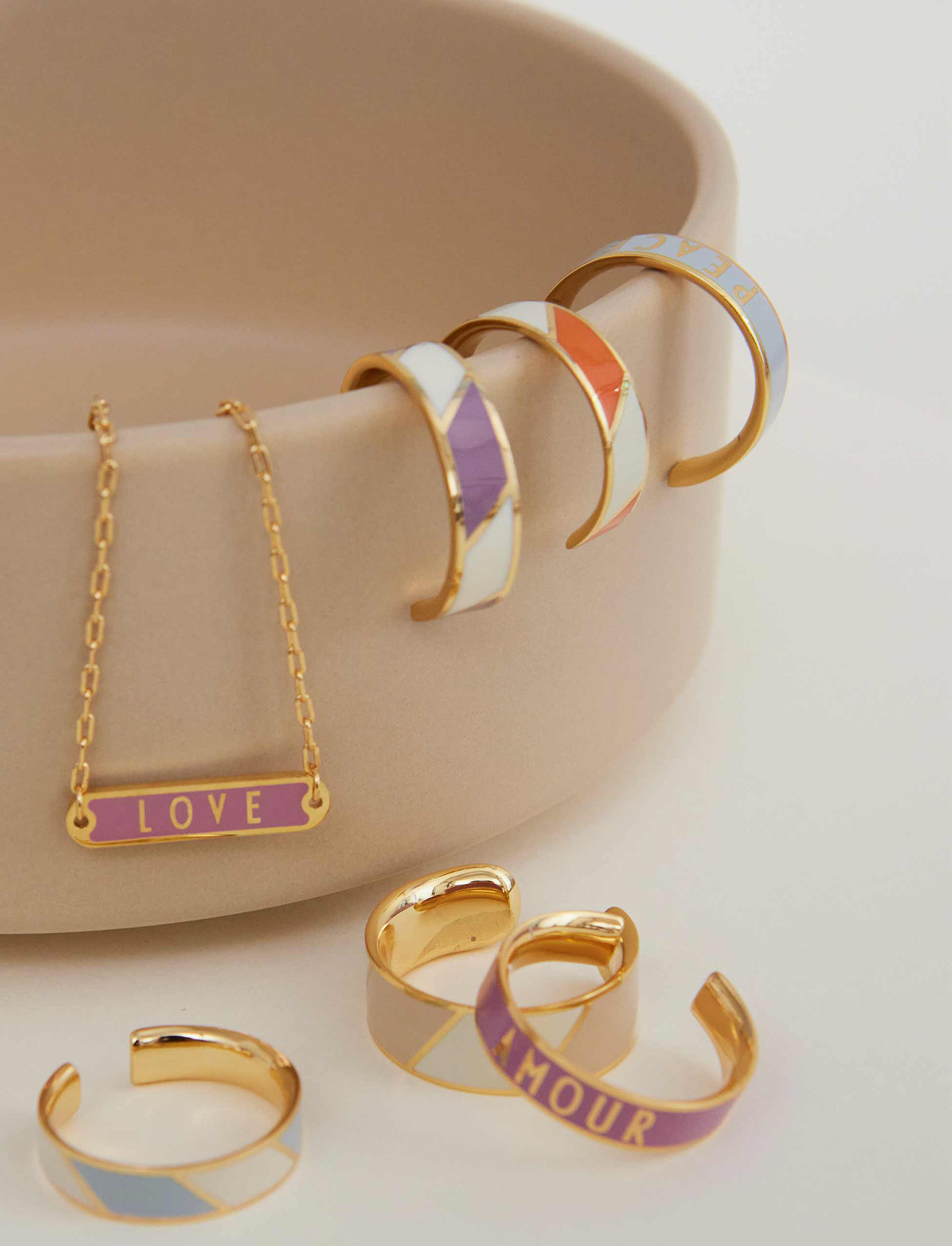 Design Letters Striped Candy Ring, One Size, Orange, Smykker > Ringe, Dame