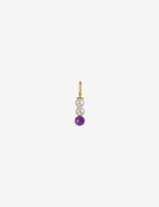 Pearl Stick Charm 4mm Gold Plated - pendants - purple