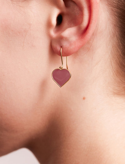Big Heart Enamel Ear hanger Gold 1 pcs (15mm) - Schmuck