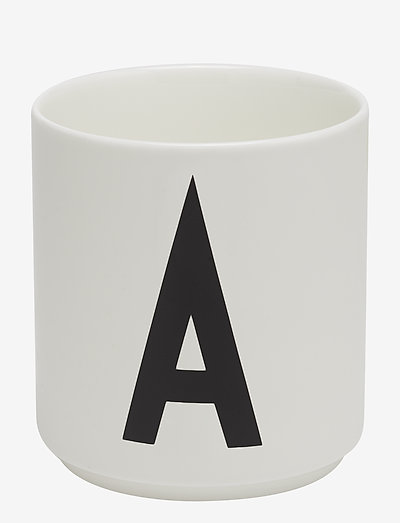 Porcelain cup a-z, æ, ø - kopper - white