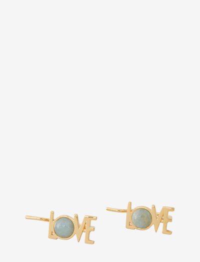 Great Love Ear Climber (1 set of 2 pcs) - stud earrings - aquamarine