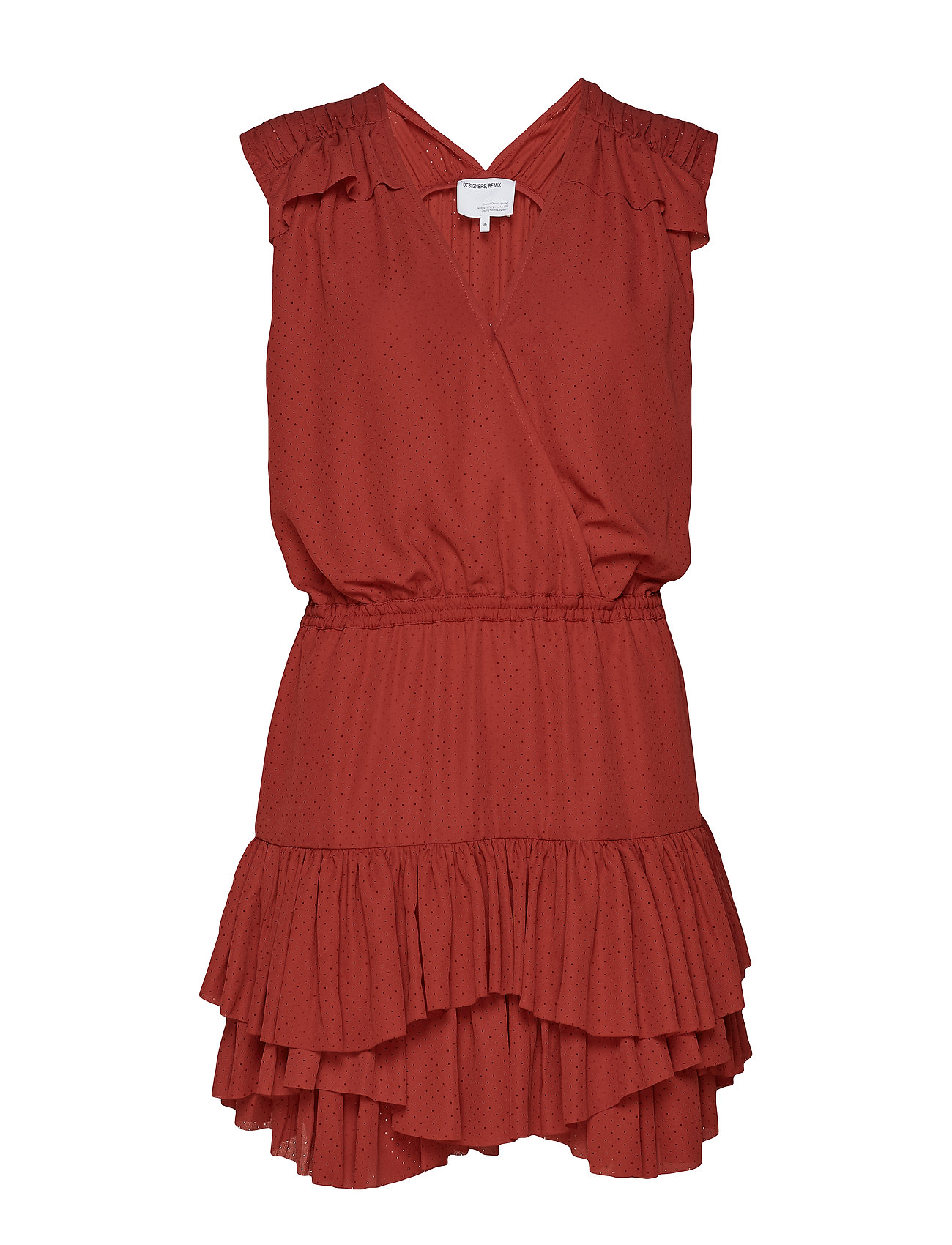 Designers, Remix korte kjoler – Byron Ruffle Shirt Kort Kjole Rød REMIX til dame i Brun - Pashion.dk