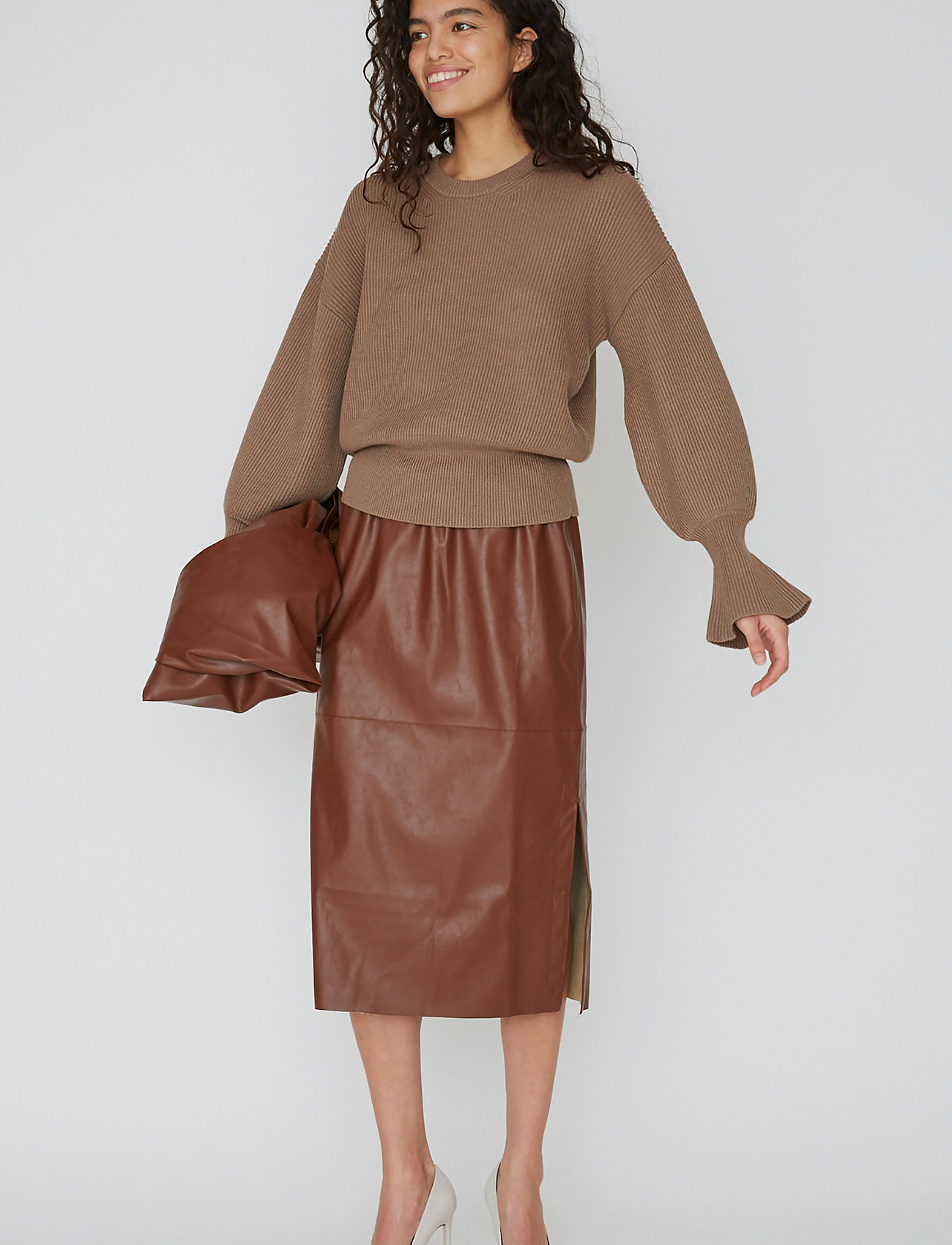 DESIGNERS, REMIX - Marie Midi Skirt - midi kjolar - brown - 0