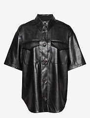 DESIGNERS, REMIX - Short-sleeved leather free leather shirt - black - 0