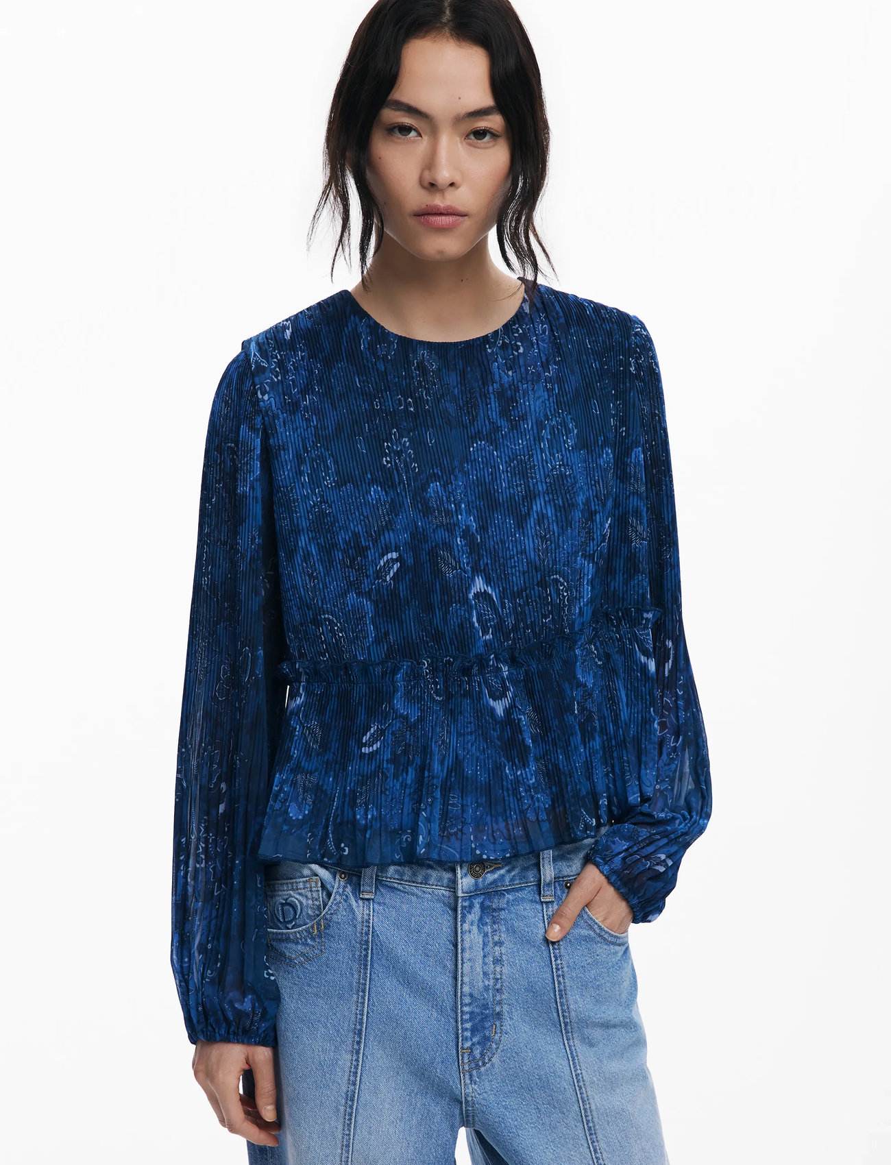 Desigual Plise, S, Blue, Bluser > Langærmede, Dame