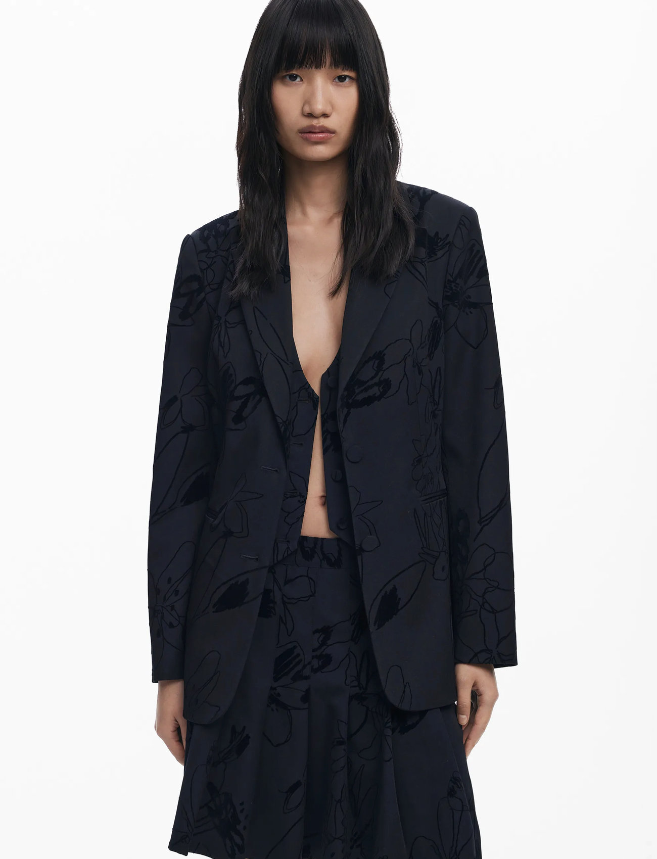 Desigual Blazer Flockarty, S, Black, Blazere > Enkeltradede Blazere, Dame