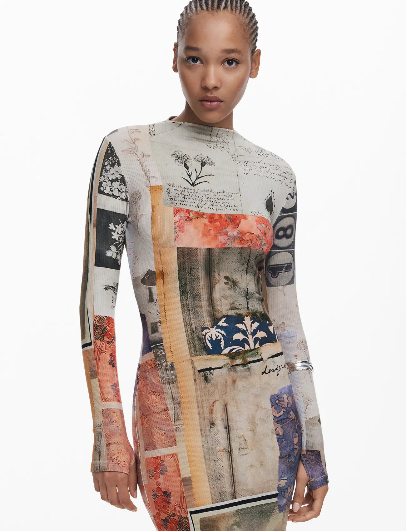 Desigual Lyra, XL, Beige, Kjoler > Knælange Og Midi, Dame