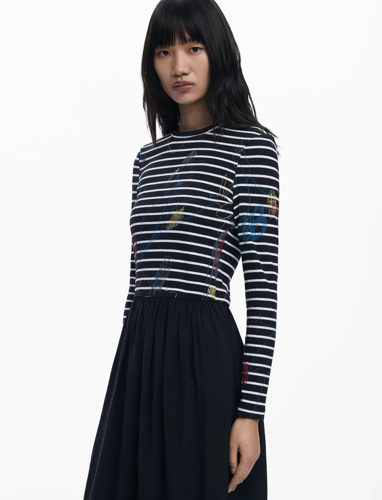 Desigual Raya Hibrida, S, Dresses, Schwarz - Knee-length & Midi, Frauen