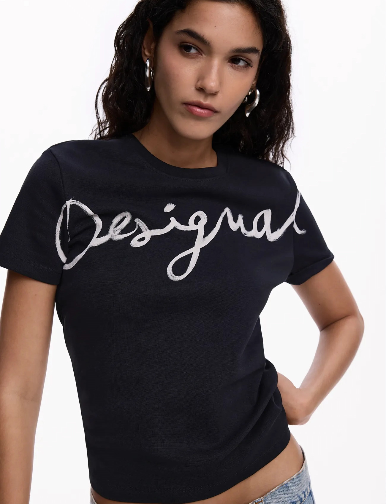 Desigual Ts_Florencia, 1000 White, Xs, L, Black, T-Shirts & Toppe > Kortærmede, Dame