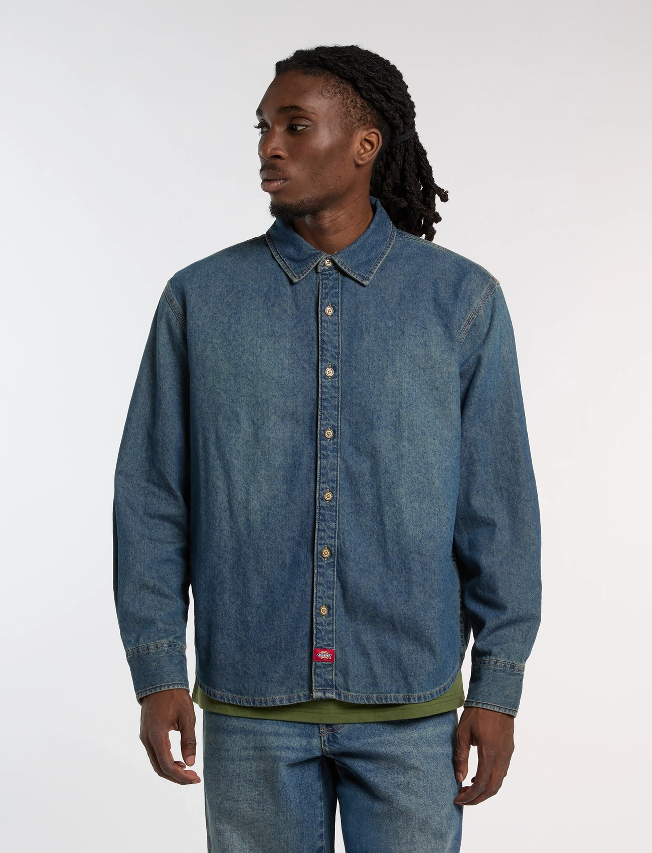 Dickies Lightweight Denim Shirt Ls, XXL, Blue, Skjorter > Denim-Skjorter, Herre