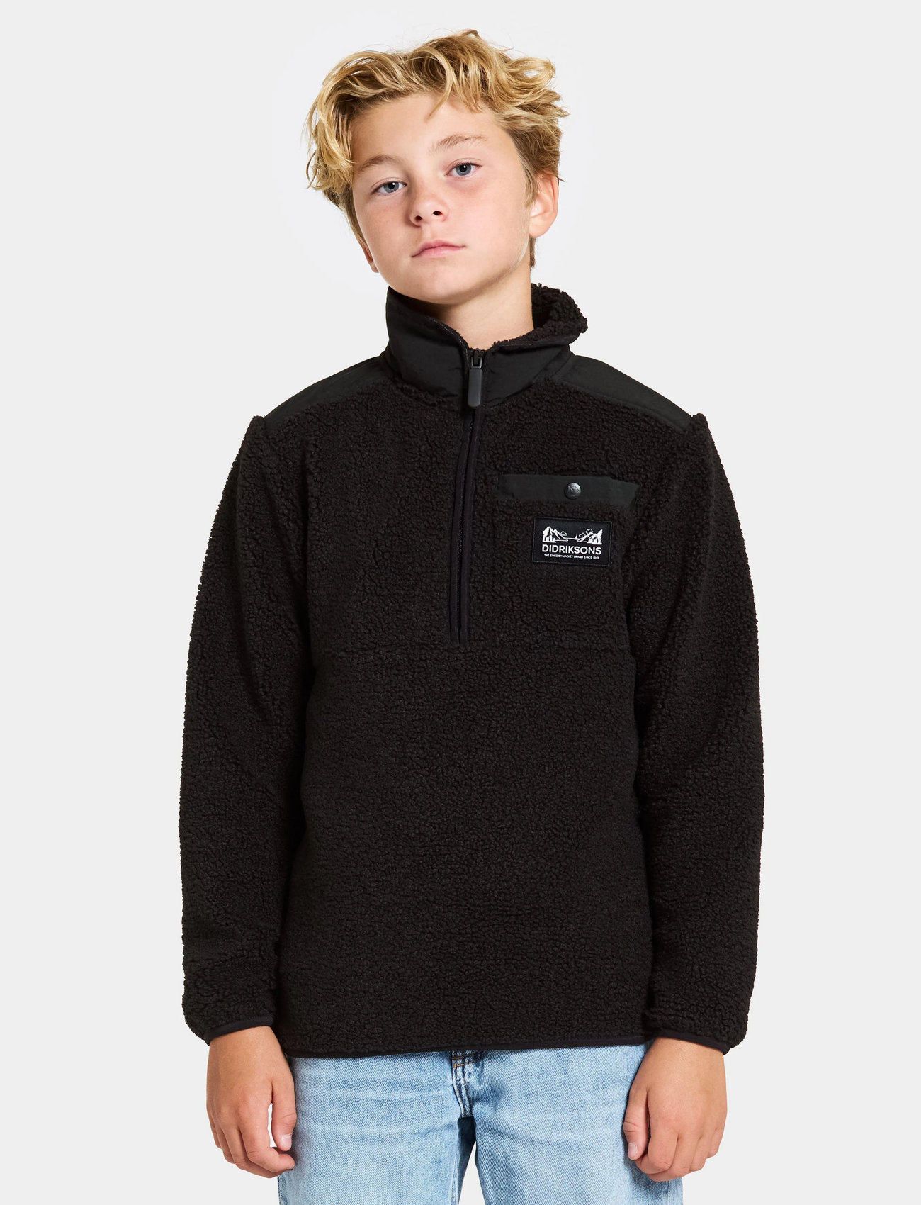 Didriksons Exa Kids Half Z, 170, Black, Sweatshirts & Hættetrøjer > Sweatshirts, Børn