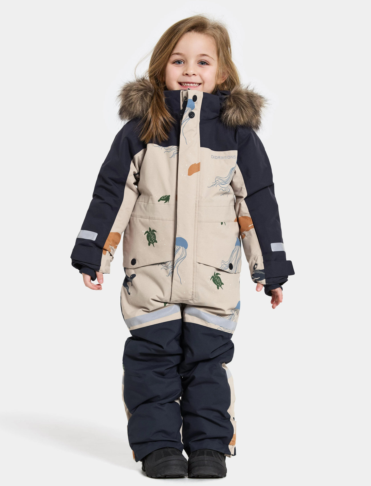 Didriksons Bjärven K Cov Se 2, 110, Beige, Coveralls - Snow-ski & Sæt, Børn