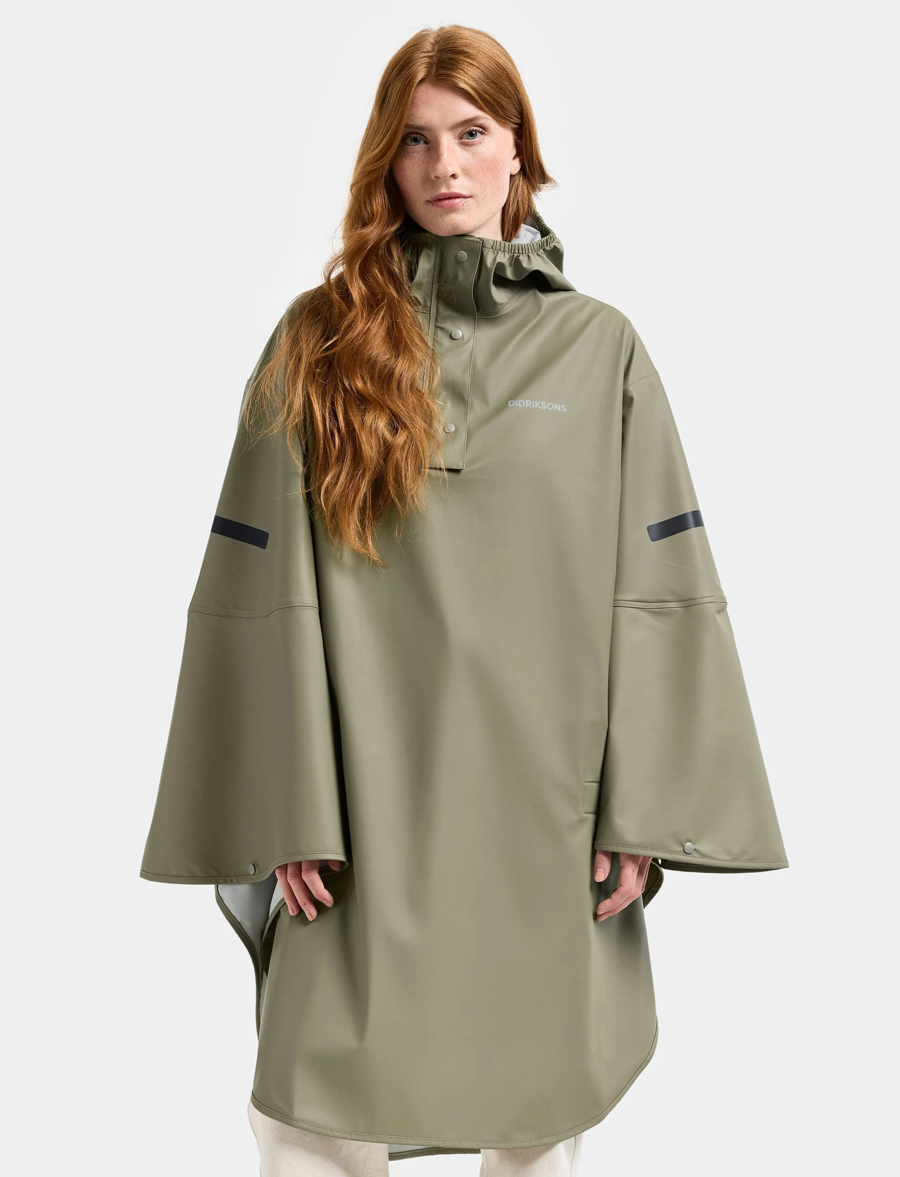 Didriksons Alto Usx Poncho, XS/S, Khaki green, Sport Rainwear > Sport Raincoats, Dame