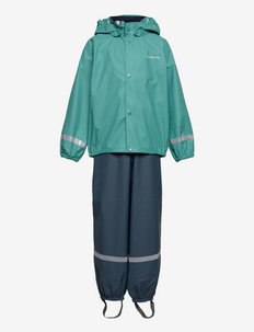SLASKEMAN KIDS SET 6 - fodrade regnkläder - turquoise aqua