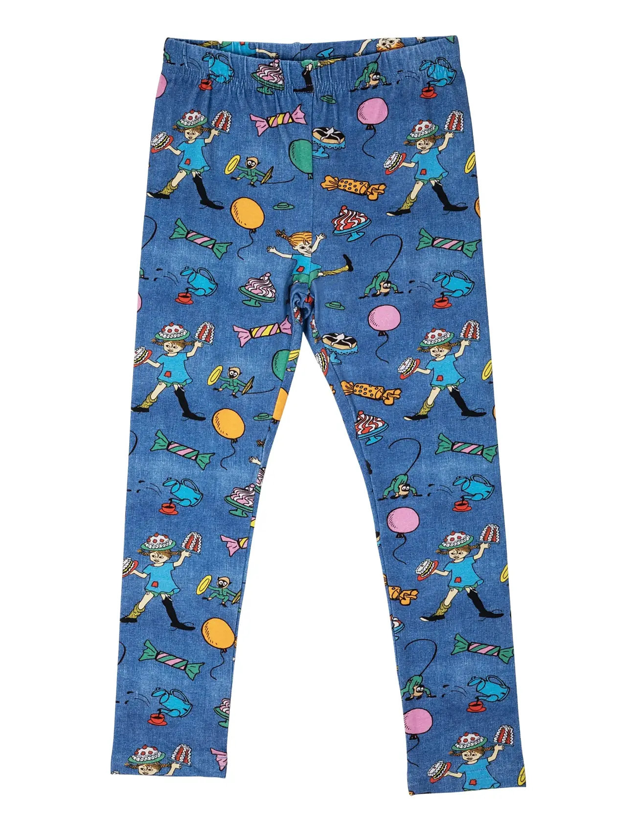 Pippi Langstrømpe Fest Pippi Leggings, 122, Blue, Underdele > Leggings, Børn