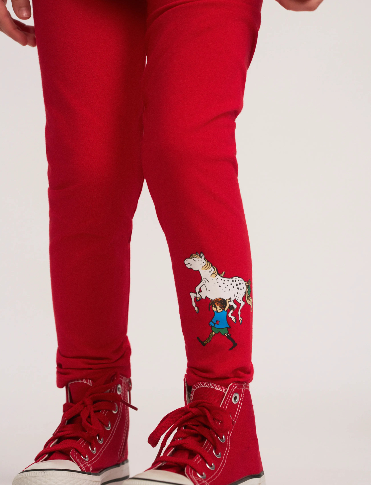 Pippi Langstrømpe Pippi Basic Leggings, 122/128, Red, Underdele > Leggings, Børn
