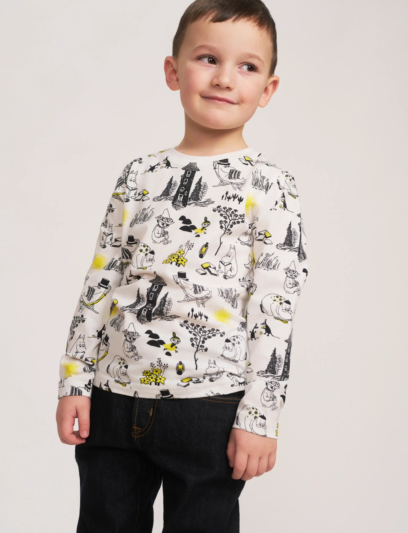 MUMIN Lättja Tröja Sv/Vit 122, 104, White, T-Shirts > Langærmede T-shirts, Børn