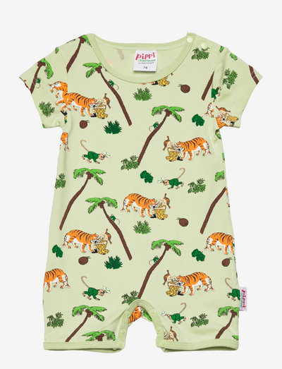 PALM TREE PLAYSUIT - short-sleeved - green