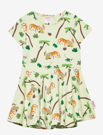 PALM TREE DRESS - short-sleeved casual dresses - green