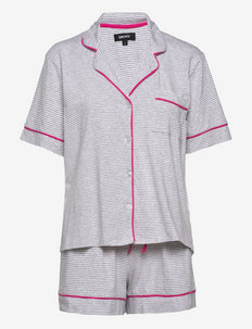 DKNY BE BOLD BE YOU S/S TOP&BOXER PJ SET - pyjamat - grey htr stripe