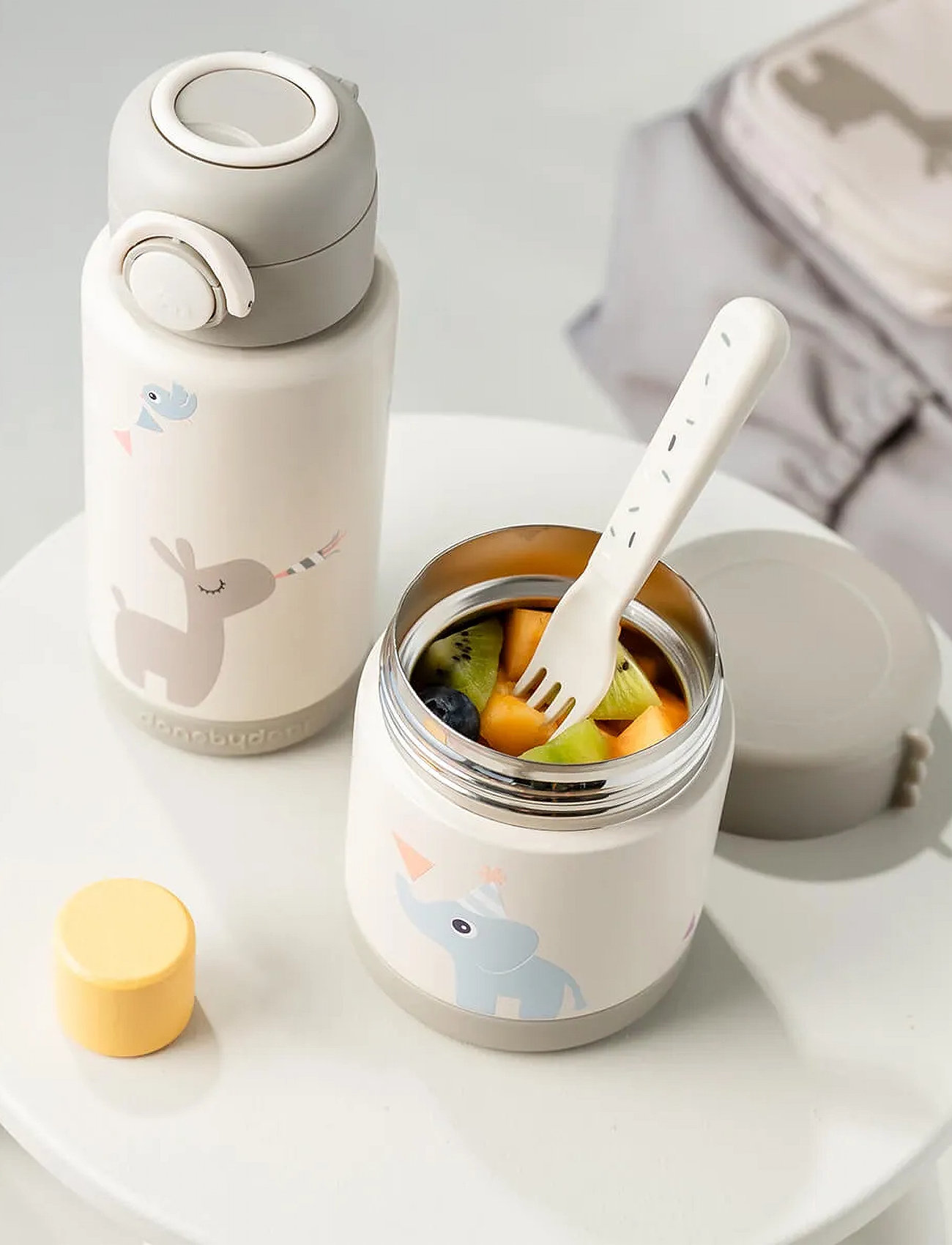 Done by Deer Insulated Food Jar Celebration Sand 300 ml, Ø9X H 11 cm.300ml, Beige, Baby Feeding > Baby Food Containers, Børn