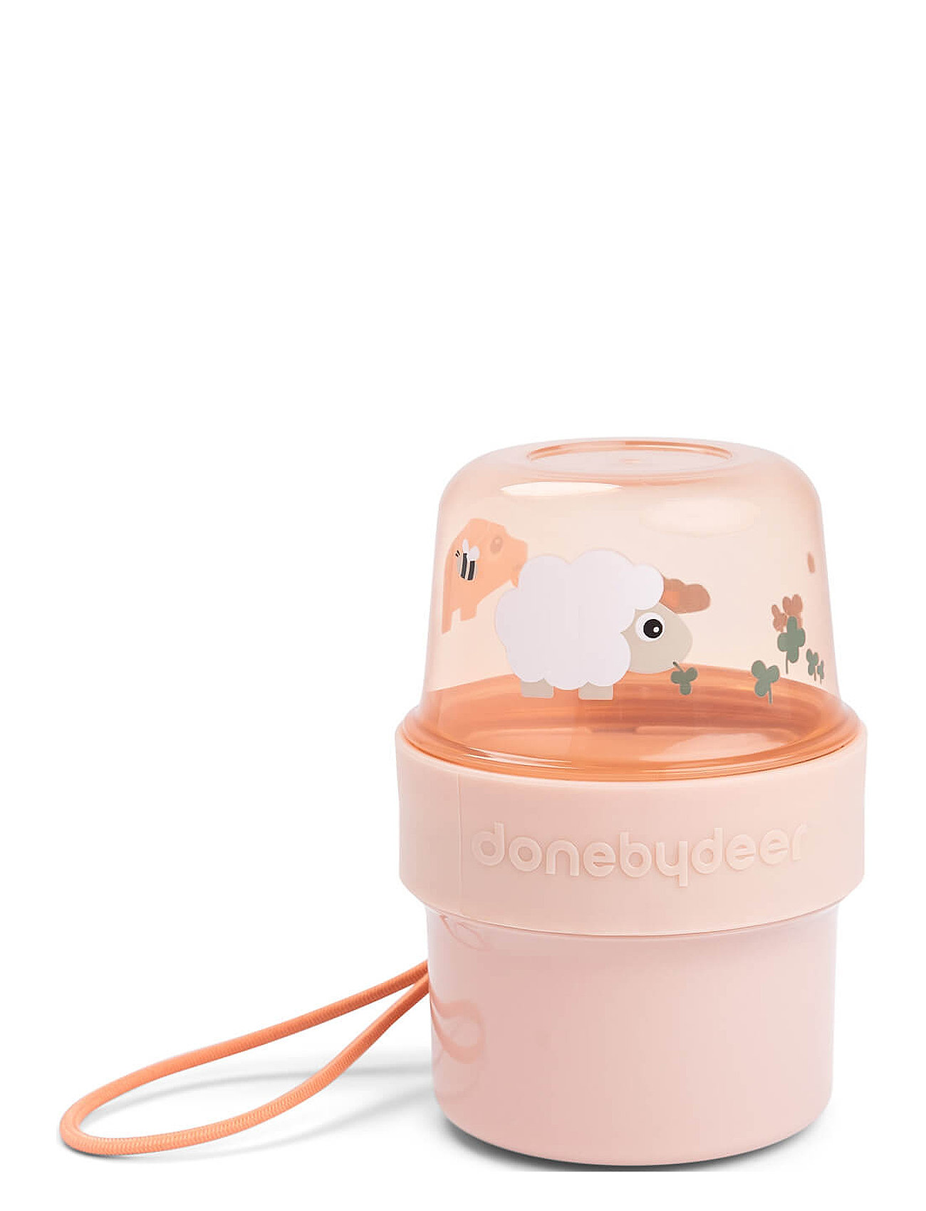 Done by Deer To Go 2-Way Snack Container S Tiny Farm Powder, Ø8X H 11.5 cm.150ml&150ml, Pink, Baby Feeding > Baby Food Containers, Børn