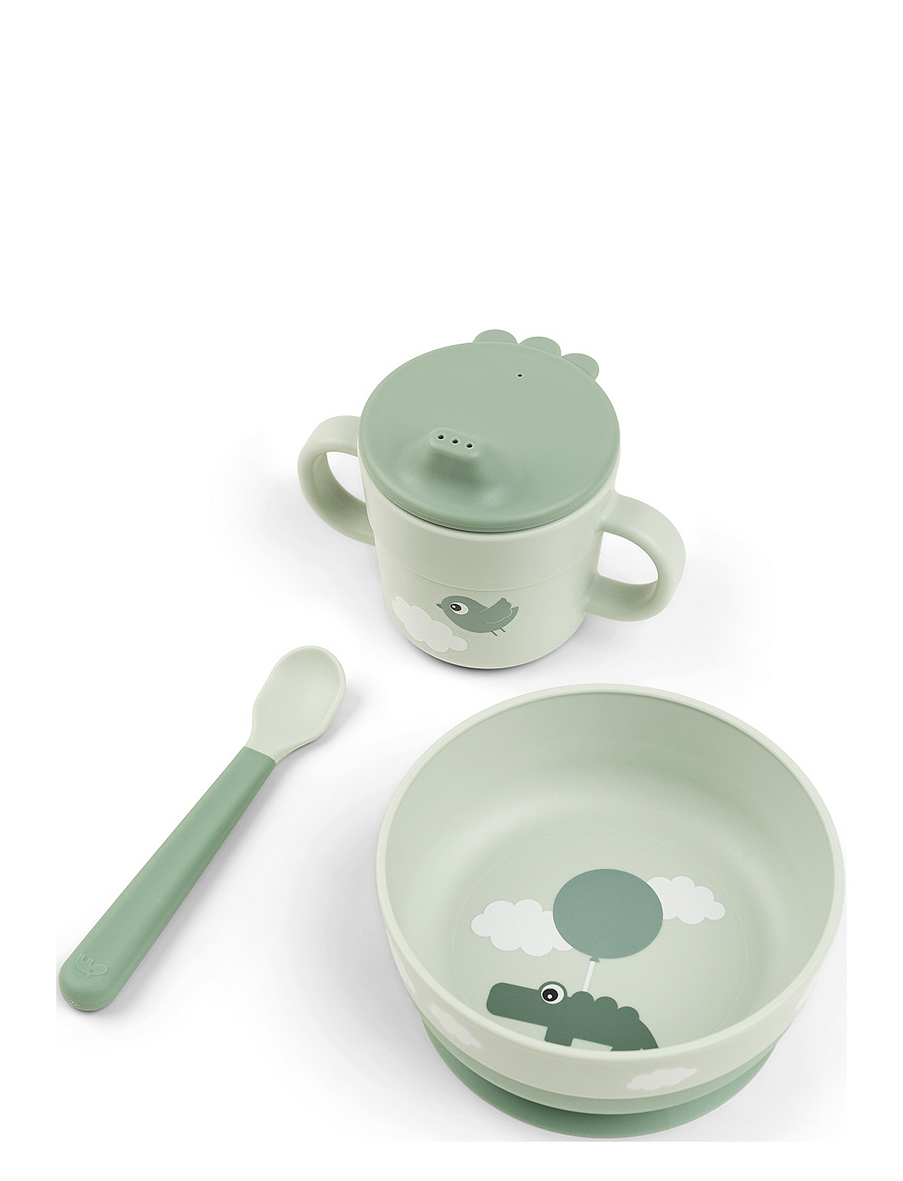 Done by Deer Foodie Første Spisesæt Happy Clouds Grøn, One Size, Green, Måltid > Middagssæt, Børn