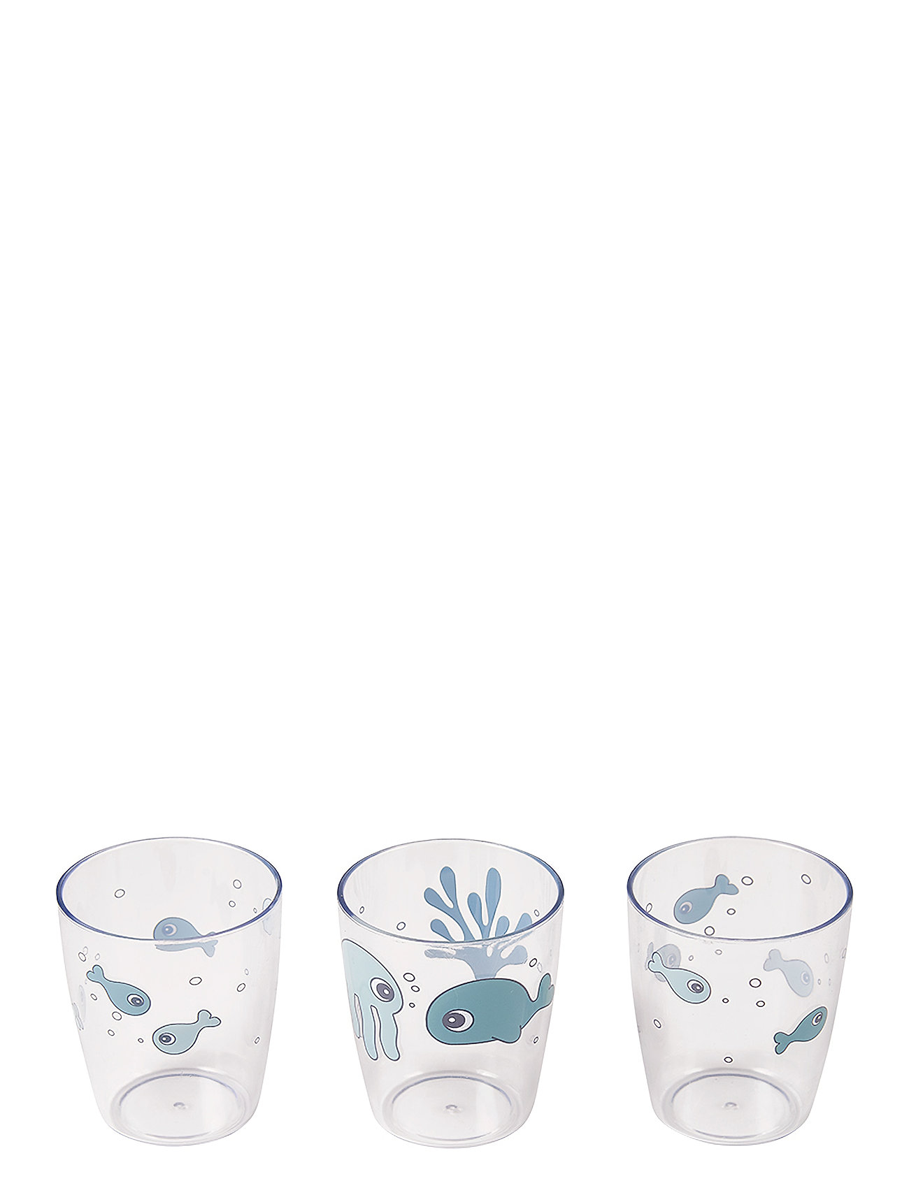 Yummy Mini Glass 3 Pcs Sea Friends Home Meal Time Cups & Mugs Cups Blue D By Deer