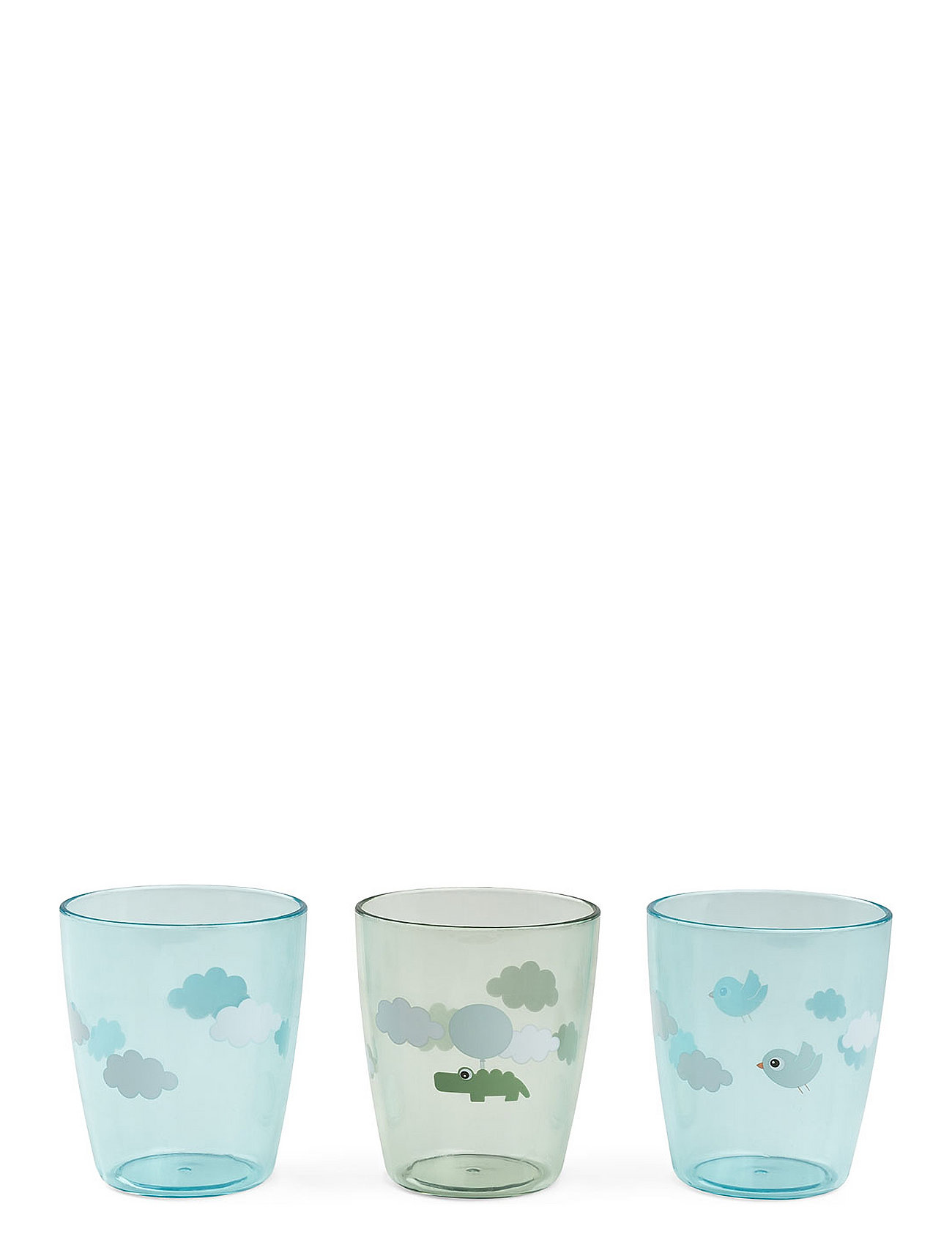 Yummy Mini Glass 3 Pcs Happy Clouds Green Home Meal Time Cups & Mugs Blue D By Deer