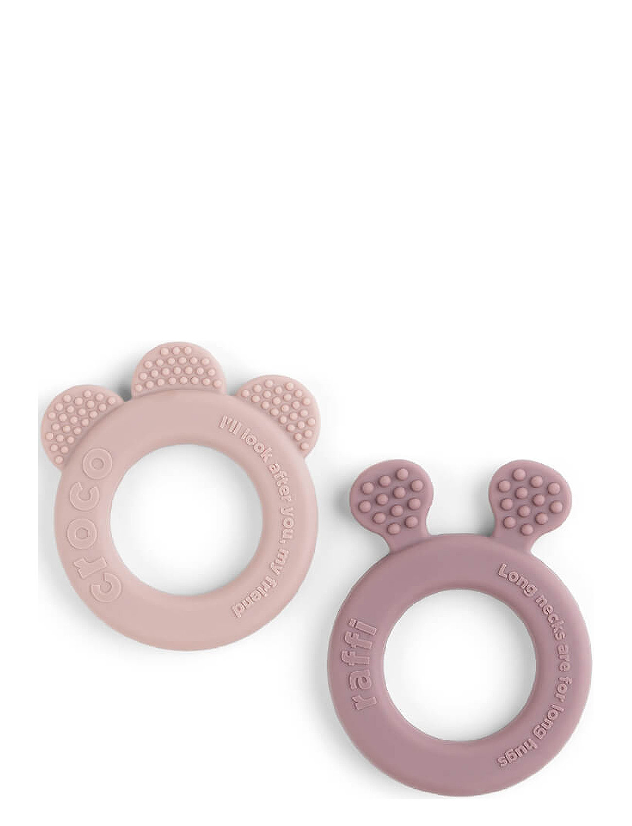 DONE BY DEER Teether 2-Pack Deer Friends Powder Pink - RAFFI:9X 7X 1CM.CROCO:8X 7X 1CM - Kinder