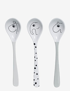 Spoon 3 pcs Happy dots - cutlery - grey