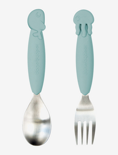 YummyPlus spoon & fork set Sea friends - stalo įrankiai - blue